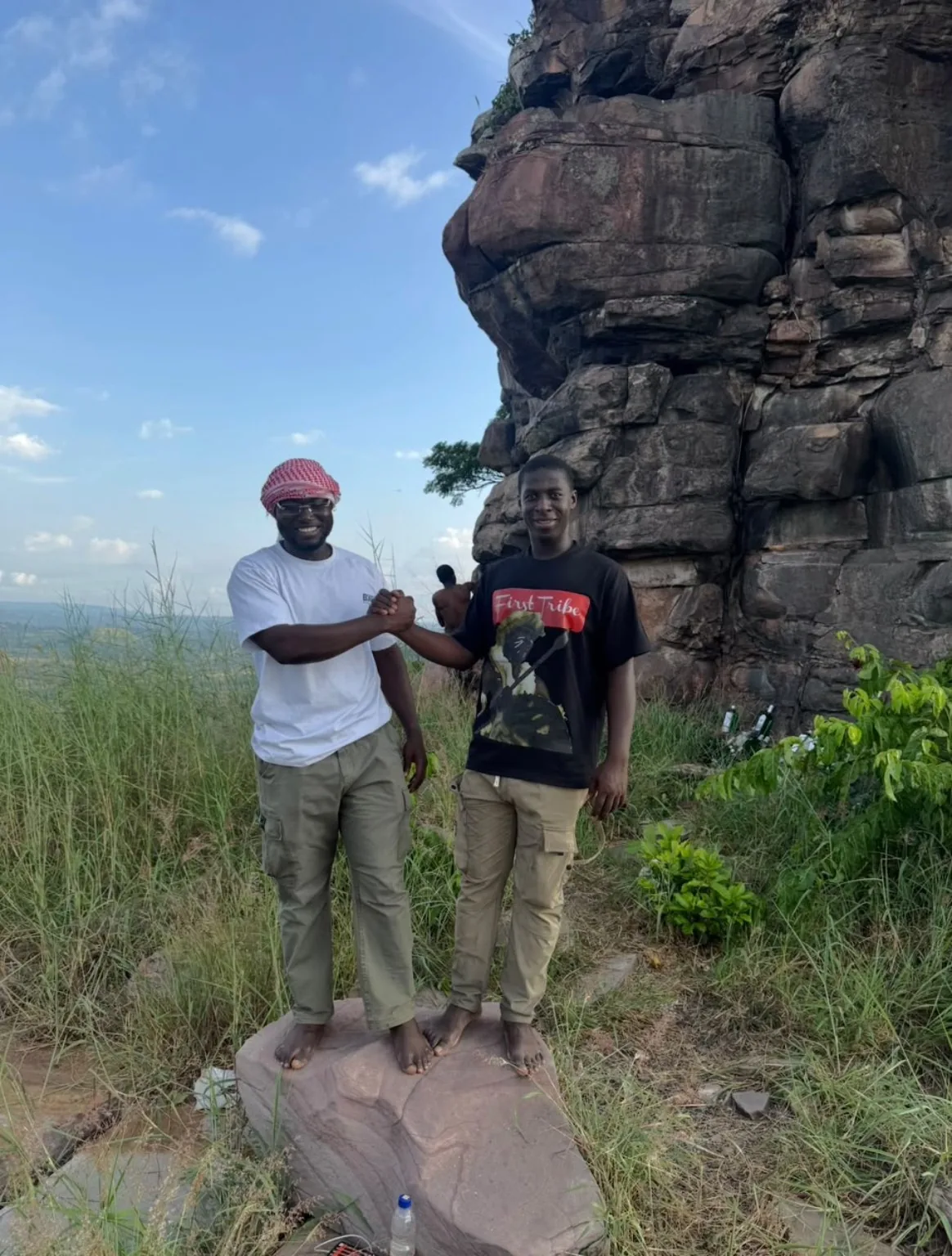 Visitors beside a Kwahu rock formation